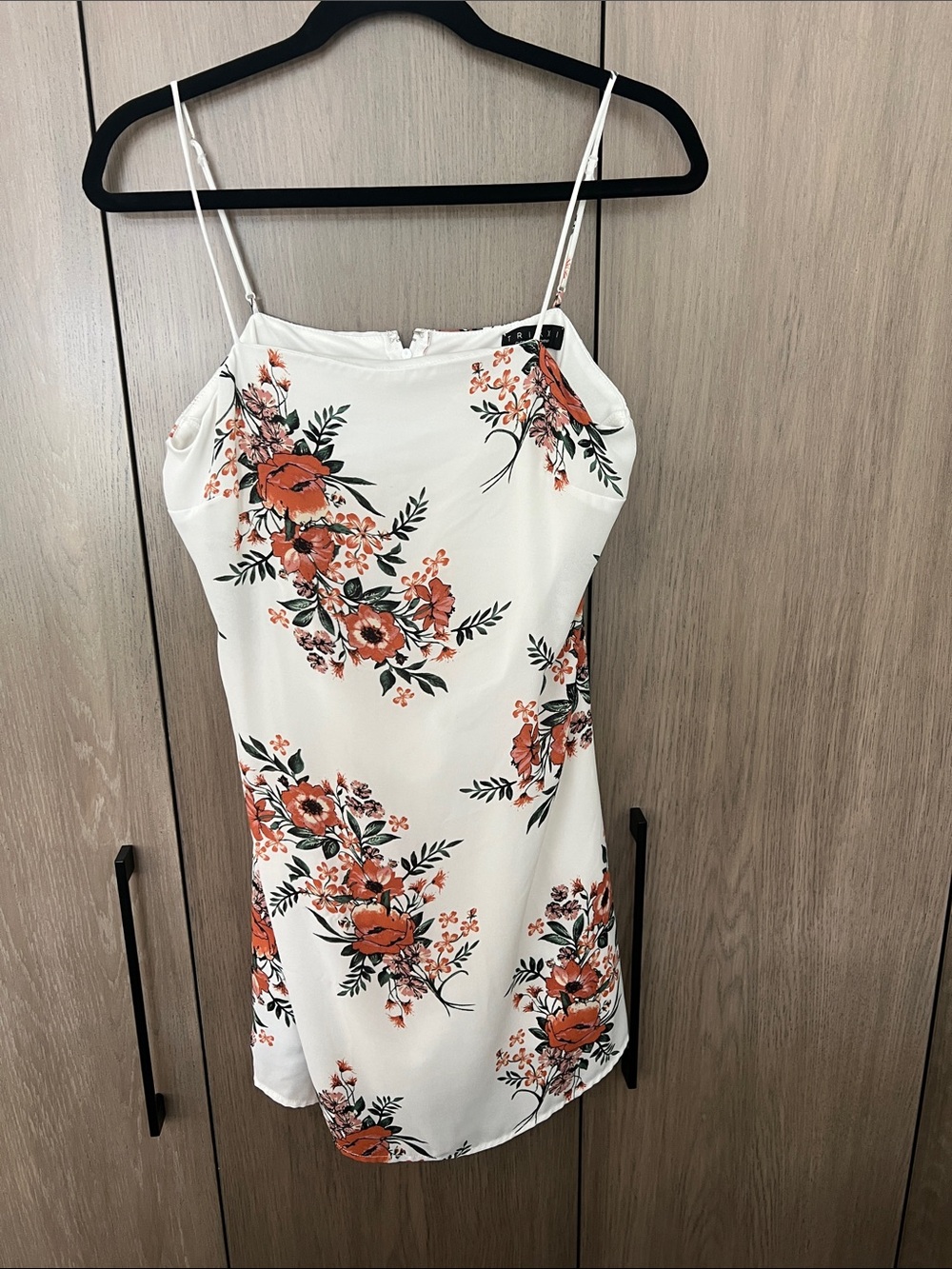Trixxi White Mini Slip Dress with Orange Floral